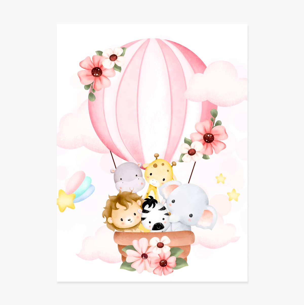Poster “Animali in mongolfiera”