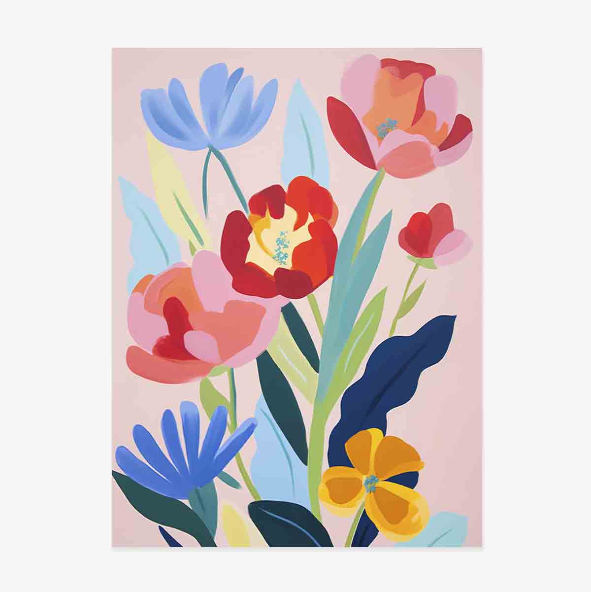 Poster con illustrazione di fiori colorati, disegnati 2