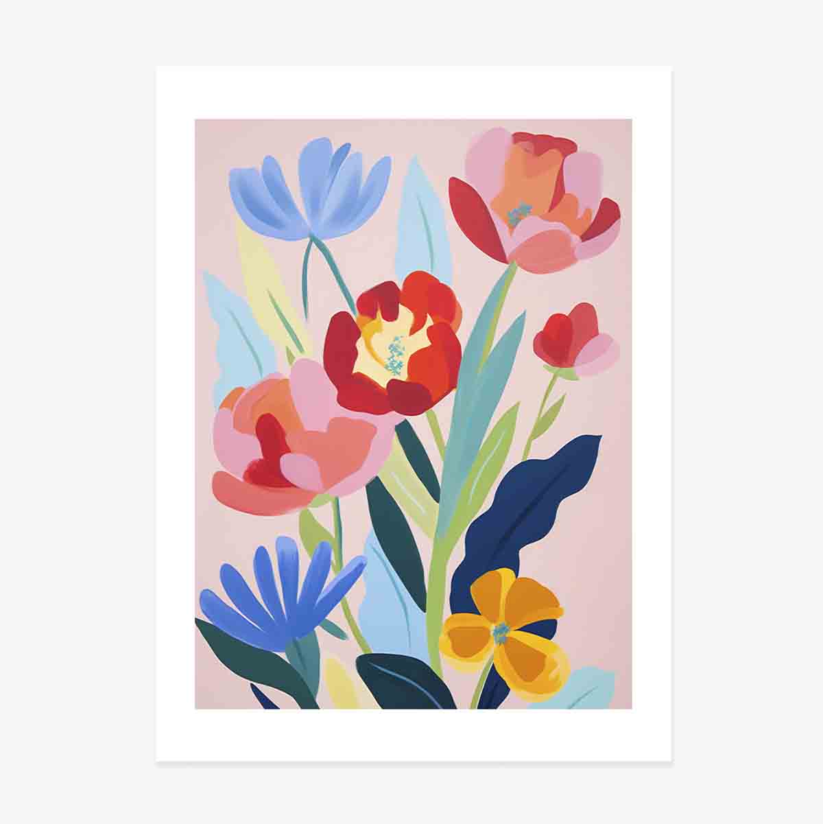Poster con illustrazione di fiori colorati, disegnati 2