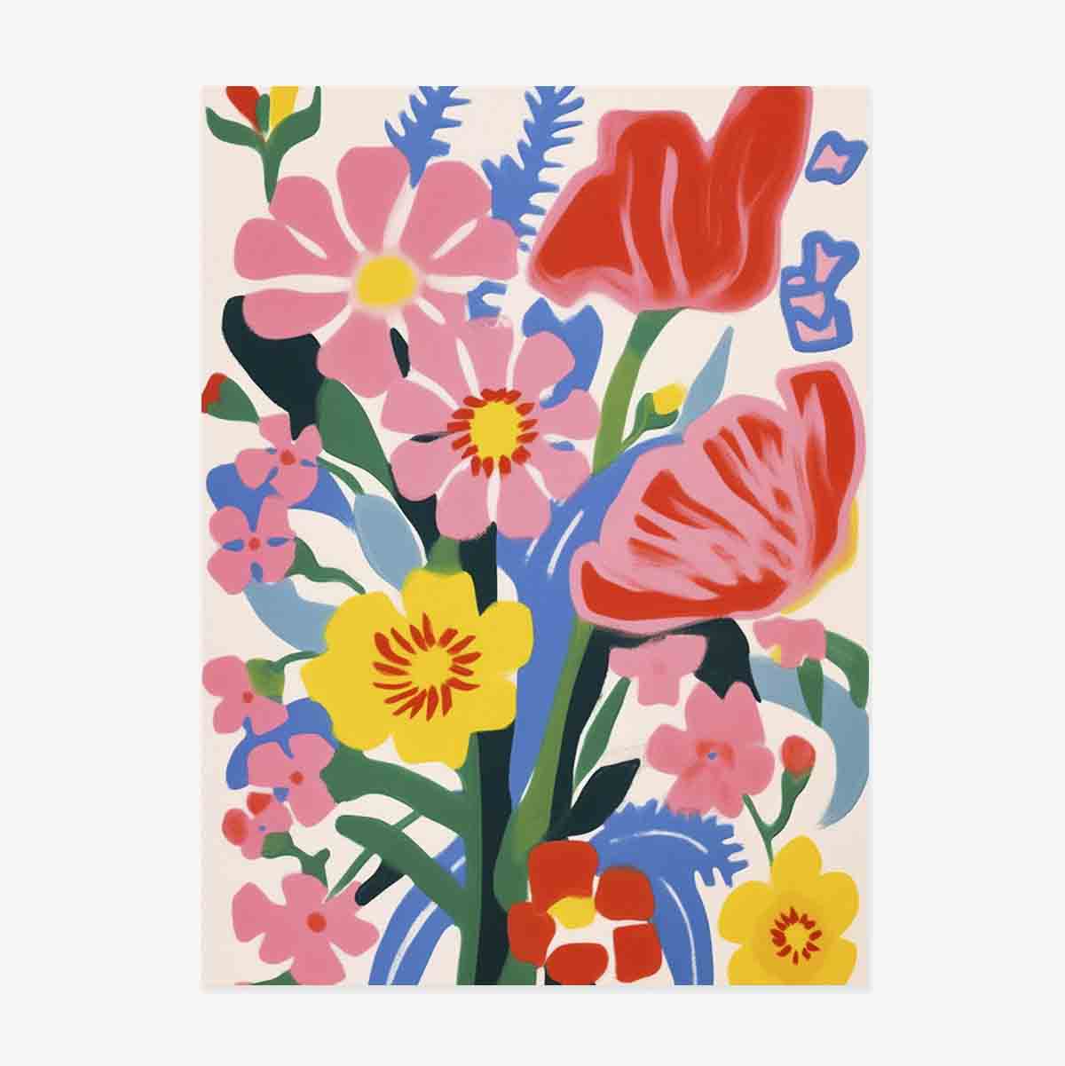 Poster con illustrazione di fiori colorati, disegno 1