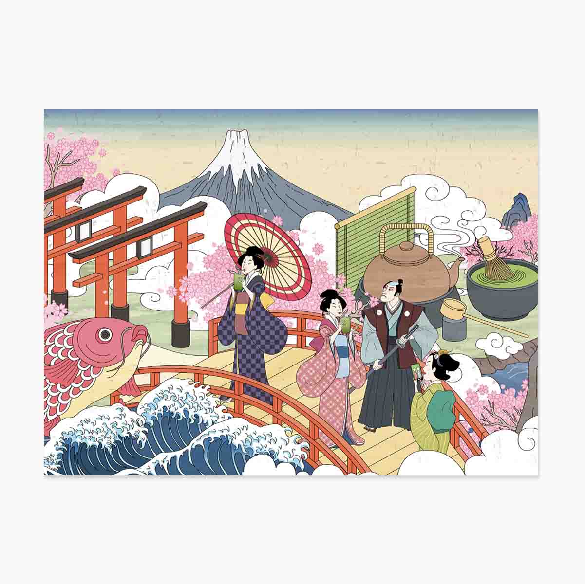 Poster con illustrazione retrò giapponese