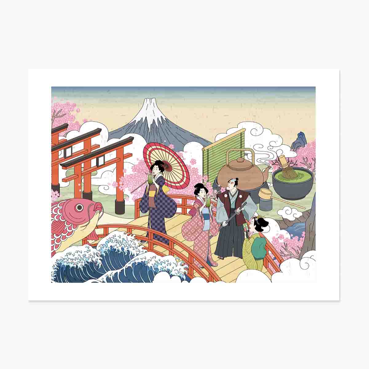 Poster con illustrazione retrò giapponese