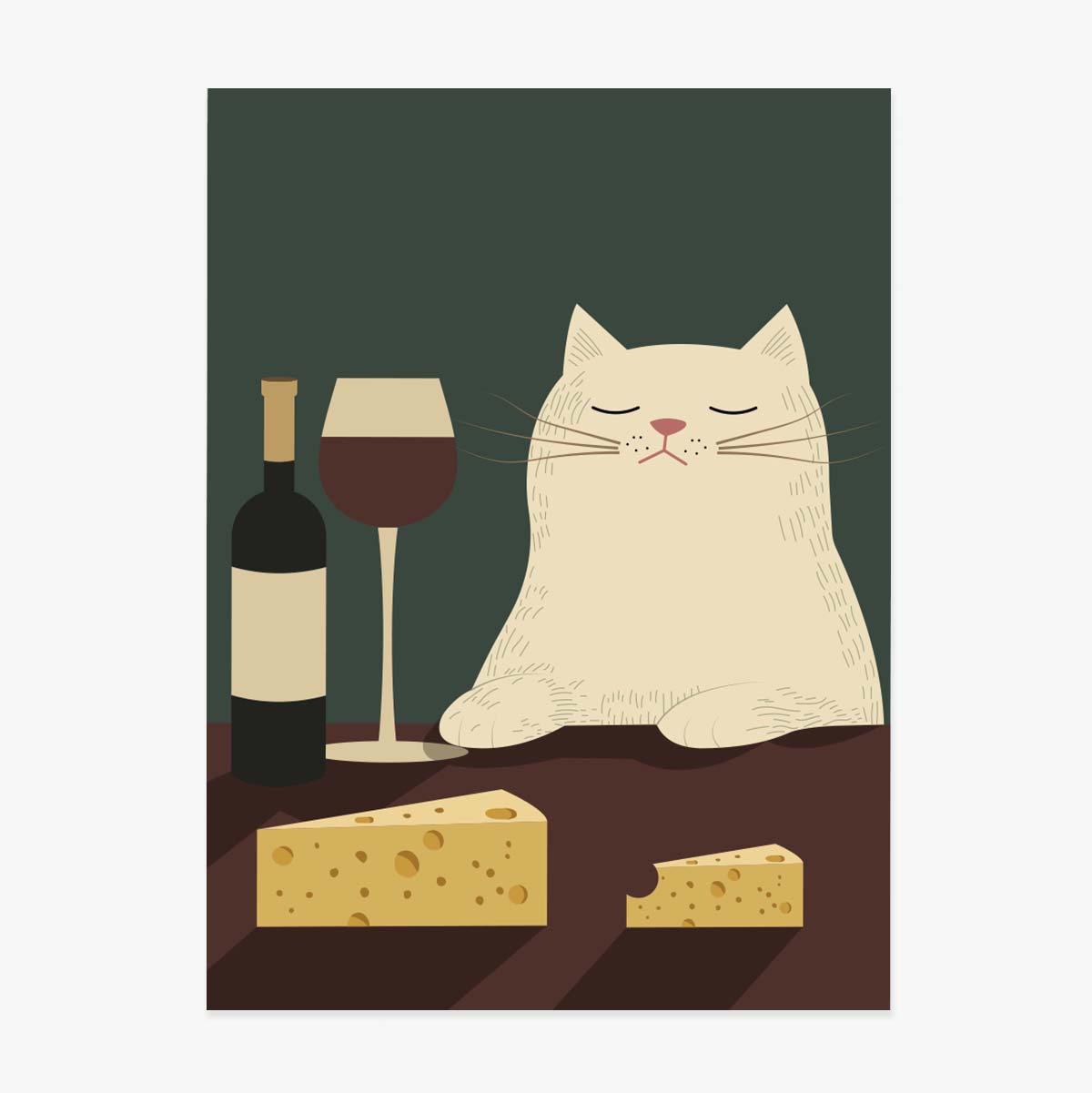 Poster: Gatto, vino e formaggio