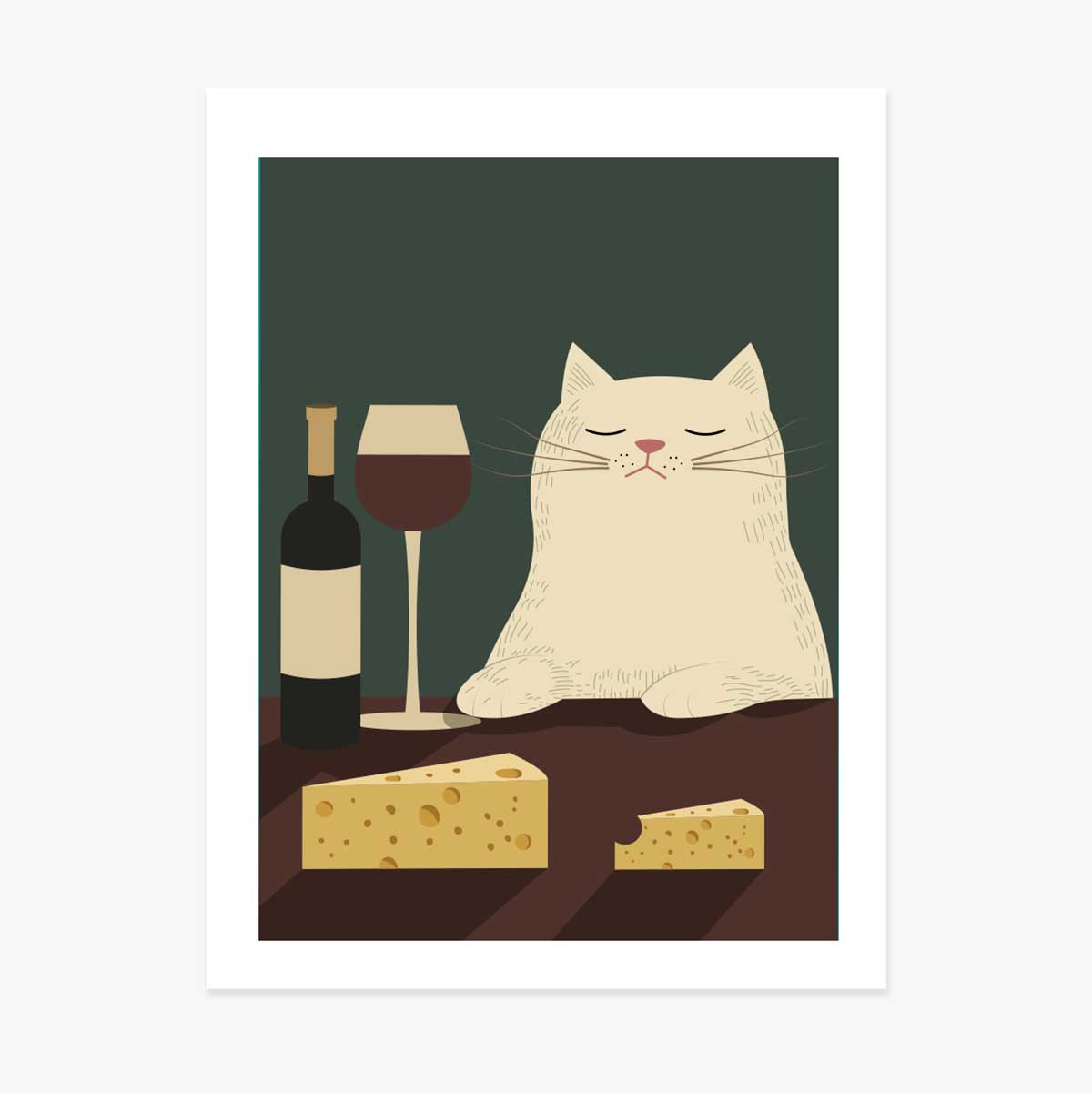 Poster: Gatto, vino e formaggio