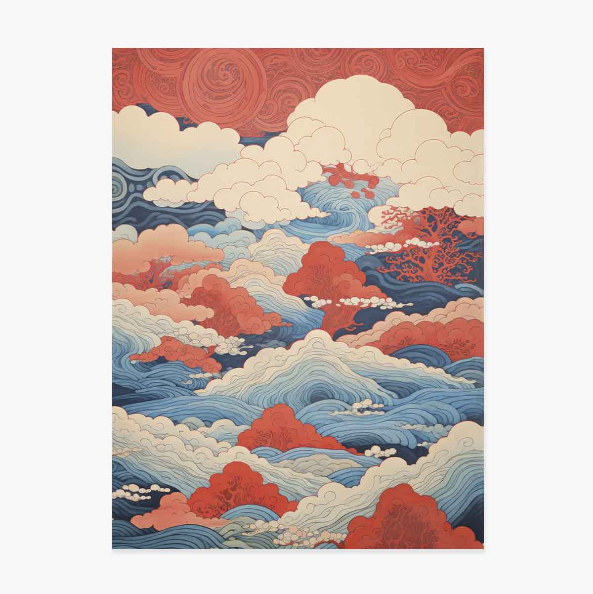 Poster “Onde e nuvole” in stile giapponese