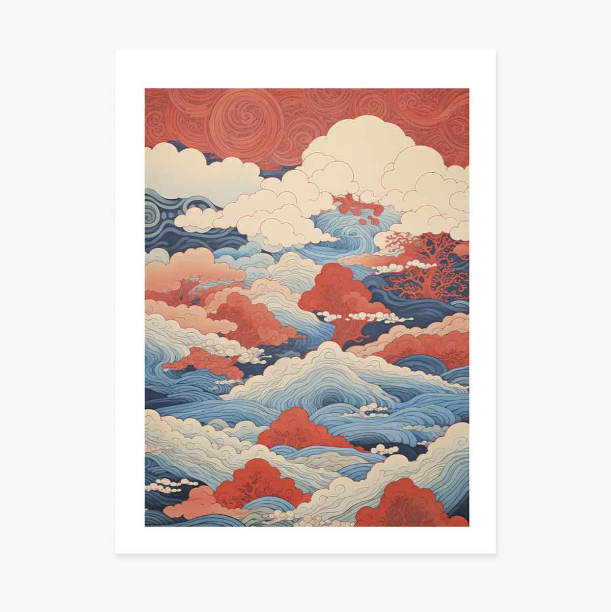 Poster “Onde e nuvole” in stile giapponese
